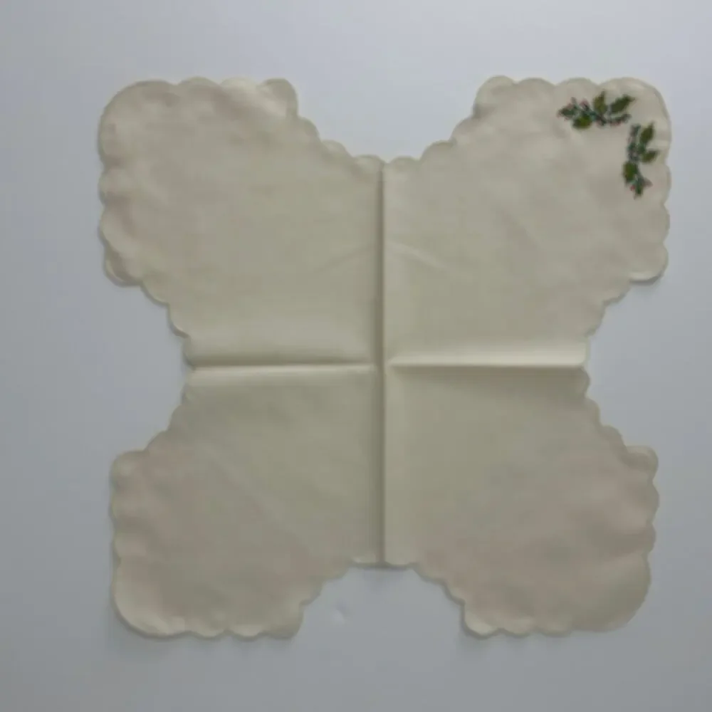 Vintage NWT Christmas Napkins Set of 6 + Bread Basket Liner Embroidered Holiday